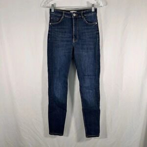 Zara Jeans Women's 6 Dark Wash Denim High Rise Button Zip Cotton Blend